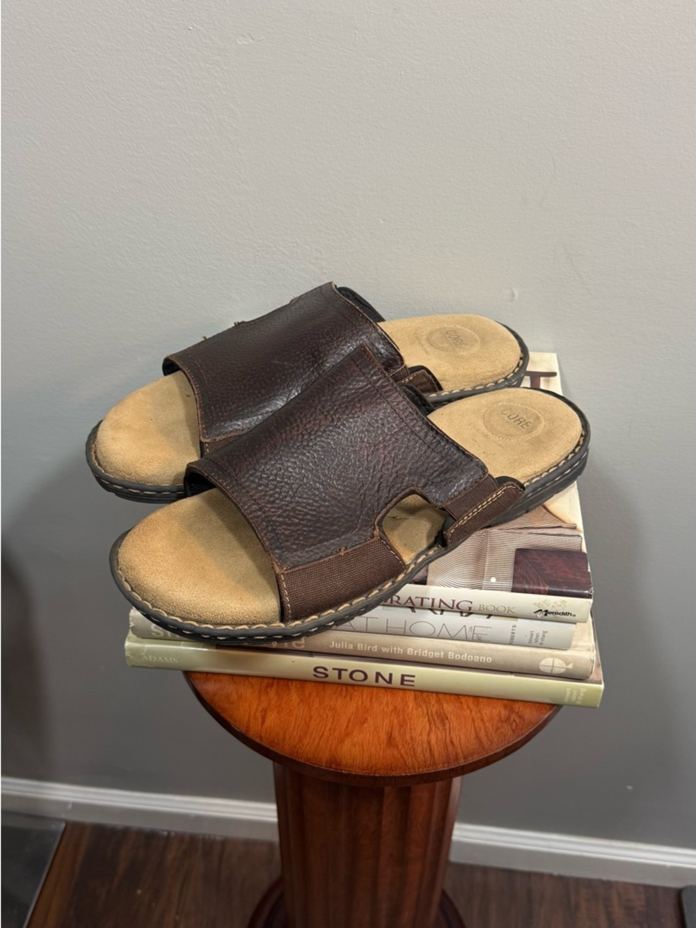 croft & barrow Dark Brown Leather Slide Sandals